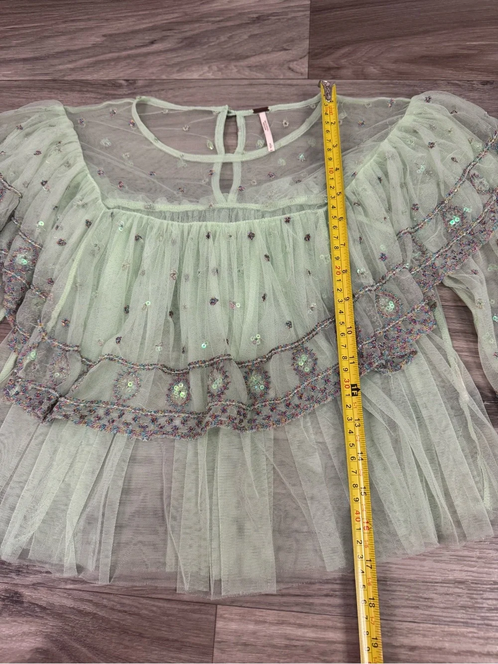 Free People Disco Ball Embellished Sequined Long Sleeve Top Blouse Size Small